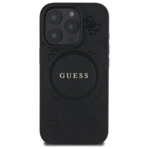 Guess Saffiano Peony Classic Logo MagSafe - Etui iPhone 16 Pro Max (czarny)