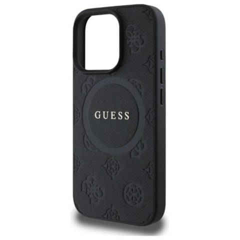 Guess Saffiano Peony Classic Logo MagSafe - Etui iPhone 16 Pro Max (czarny)