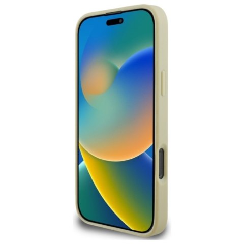 Guess Saffiano Peony Classic Logo MagSafe - Etui iPhone 16 Pro Max (złoty)