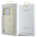 Guess Saffiano Peony Classic Logo MagSafe - Etui iPhone 16 Pro Max (złoty)