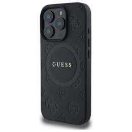 Guess Saffiano Peony Classic Logo MagSafe - Etui iPhone 16 Pro (czarny)