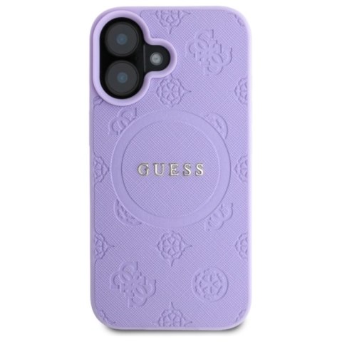 Guess Saffiano Peony Classic Logo MagSafe - Etui iPhone 16 (fioletowy)