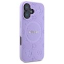 Guess Saffiano Peony Classic Logo MagSafe - Etui iPhone 16 (fioletowy)