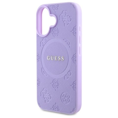 Guess Saffiano Peony Classic Logo MagSafe - Etui iPhone 16 (fioletowy)