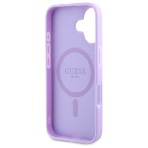Guess Saffiano Peony Classic Logo MagSafe - Etui iPhone 16 (fioletowy)