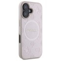 Guess Saffiano Peony Classic Logo MagSafe - Etui iPhone 16 (różowy)