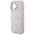 Guess Saffiano Peony Classic Logo MagSafe - Etui iPhone 16 (różowy)