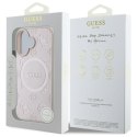 Guess Saffiano Peony Classic Logo MagSafe - Etui iPhone 16 (różowy)