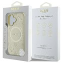 Guess Saffiano Peony Classic Logo MagSafe - Etui iPhone 16 (złoty)