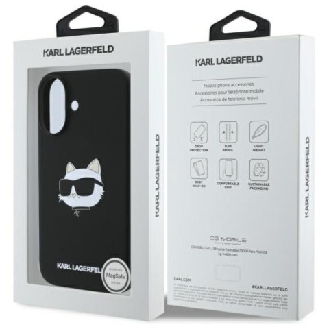 Karl Lagerfeld Silicone Choupette Head Print MagSafe - Etui iPhone 16 (czarny)