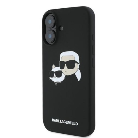 Karl Lagerfeld Silicone Double Heads Print MagSafe - Etui iPhone 16 Plus (czarny)