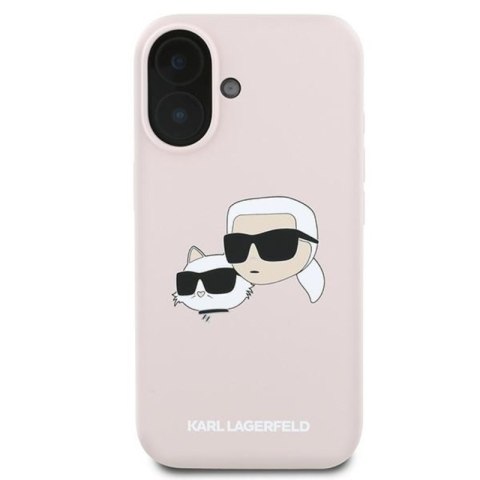 Karl Lagerfeld Silicone Double Heads Print MagSafe - Etui iPhone 16 Plus (różowy)
