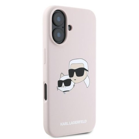Karl Lagerfeld Silicone Double Heads Print MagSafe - Etui iPhone 16 Plus (różowy)