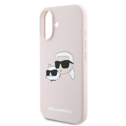 Karl Lagerfeld Silicone Double Heads Print MagSafe - Etui iPhone 16 Plus (różowy)