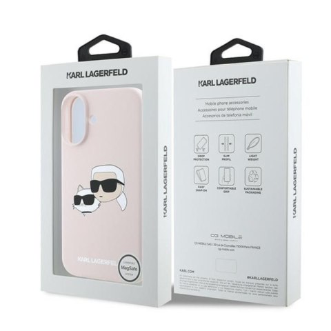 Karl Lagerfeld Silicone Double Heads Print MagSafe - Etui iPhone 16 Plus (różowy)