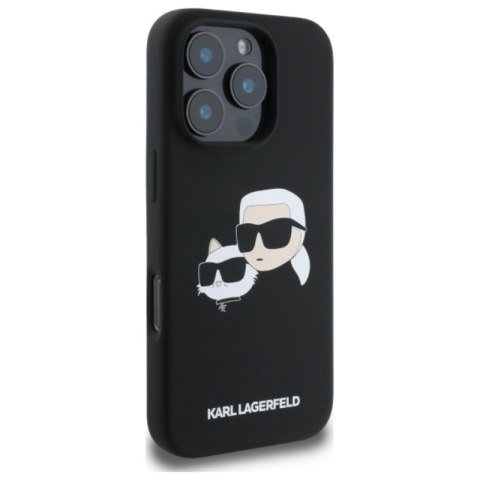 Karl Lagerfeld Silicone Double Heads Print MagSafe - Etui iPhone 16 Pro Max (czarny)