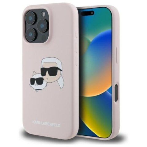 Karl Lagerfeld Silicone Double Heads Print MagSafe - Etui iPhone 16 Pro Max (różowy)