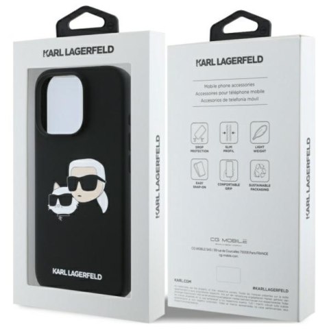 Karl Lagerfeld Silicone Double Heads Print MagSafe - Etui iPhone 16 Pro (czarny)
