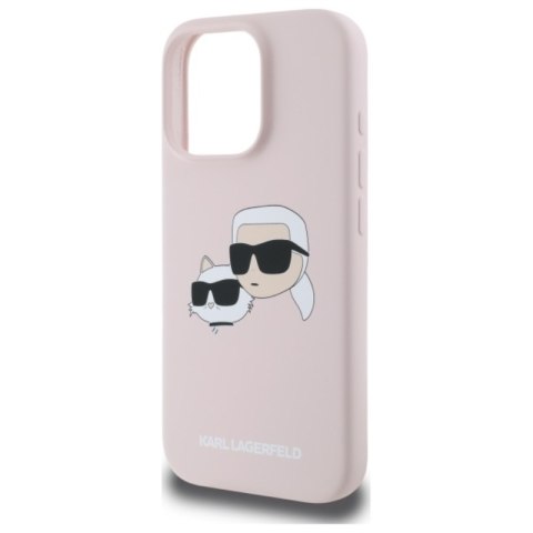 Karl Lagerfeld Silicone Double Heads Print MagSafe - Etui iPhone 16 Pro (różowy)