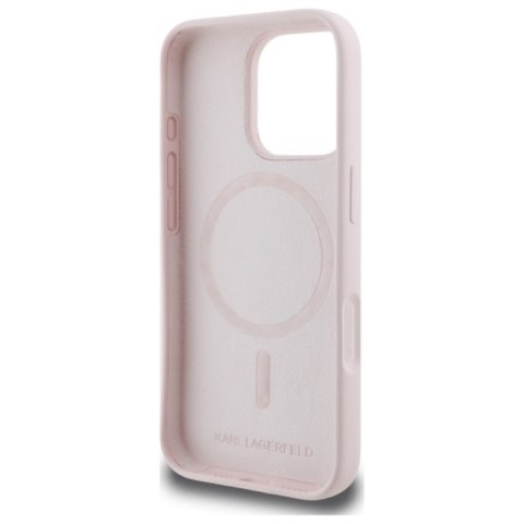 Karl Lagerfeld Silicone Double Heads Print MagSafe - Etui iPhone 16 Pro (różowy)