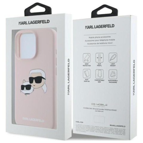 Karl Lagerfeld Silicone Double Heads Print MagSafe - Etui iPhone 16 Pro (różowy)