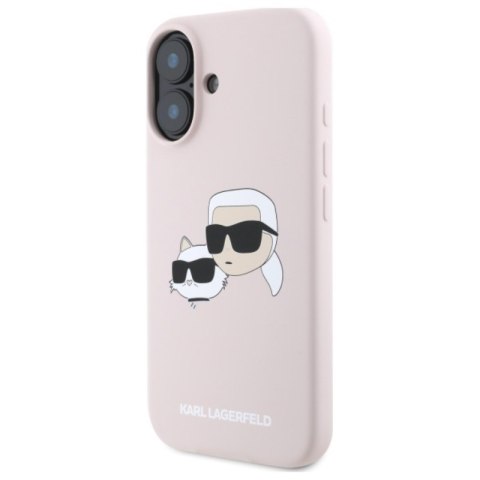 Karl Lagerfeld Silicone Double Heads Print MagSafe - Etui iPhone 16 (różowy)