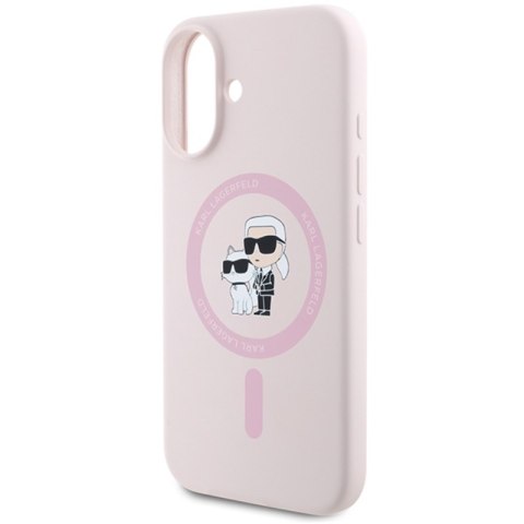 Karl Lagerfeld Silicone Karl & Choupette Ring MagSafe - Etui iPhone 16 Plus (różowy)
