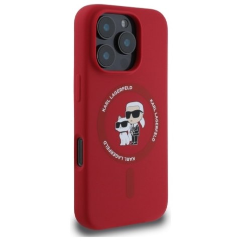 Karl Lagerfeld Silicone Karl & Choupette Ring MagSafe - Etui iPhone 16 Pro (czerwony)