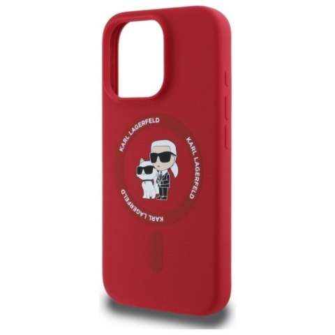 Karl Lagerfeld Silicone Karl & Choupette Ring MagSafe - Etui iPhone 16 Pro (czerwony)