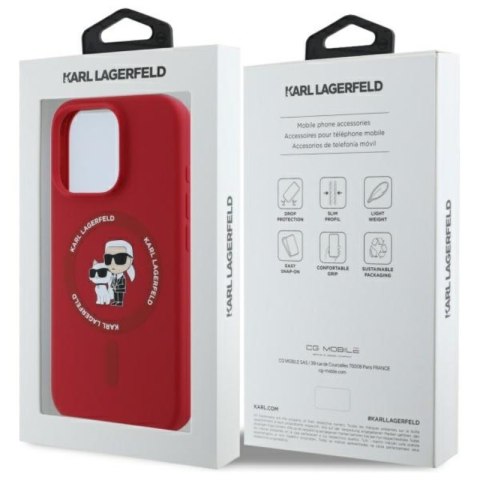 Karl Lagerfeld Silicone Karl & Choupette Ring MagSafe - Etui iPhone 16 Pro (czerwony)