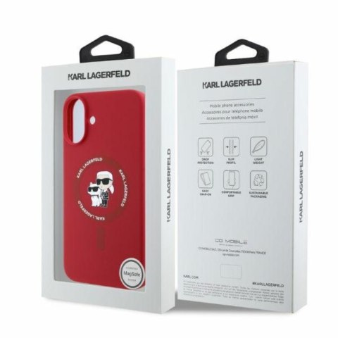 Karl Lagerfeld Silicone Karl & Choupette Ring MagSafe - Etui iPhone 16 (czerwony)