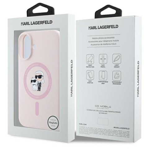 Karl Lagerfeld Silicone Karl & Choupette Ring MagSafe - Etui iPhone 16 (różowy)