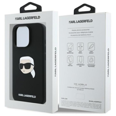 Karl Lagerfeld Silicone Karl Head Print MagSafe - Etui iPhone 16 Pro (czarny)