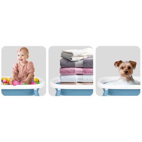 Wanienka składana dla dzieci, niemowląt z termometrem i wkładką RK-287 biało-niebieska