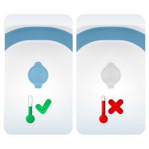 Wanienka składana dla dzieci, niemowląt z termometrem i wkładką RK-287 biało-niebieska