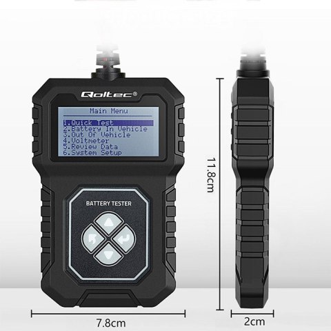 Qoltec Cyfrowy tester akumulatora z LCD | Polskie Menu | 12V | AGM | GEL | STD | 30-220AH