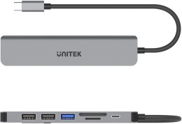 Hub USB Unitek USB-C aluminium 7w1