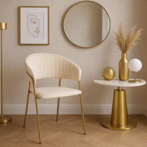 Krzesło welurowe beżowe COLIN GOLD