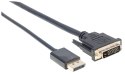 Manhattan 152136 adapter kablowy 3 m DisplayPort DVI-D Czarny