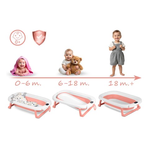 Wanienka składana dla dzieci, niemowląt z termometrem i wkładką Ricokids RK-287 biało-różowa