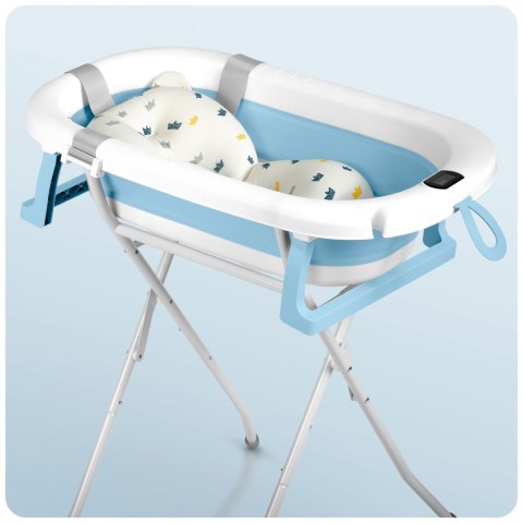 Wanienka składana dla dzieci, niemowląt ze stelażem, termometrem i wkładką Ricokids RK-287 biało-niebieska