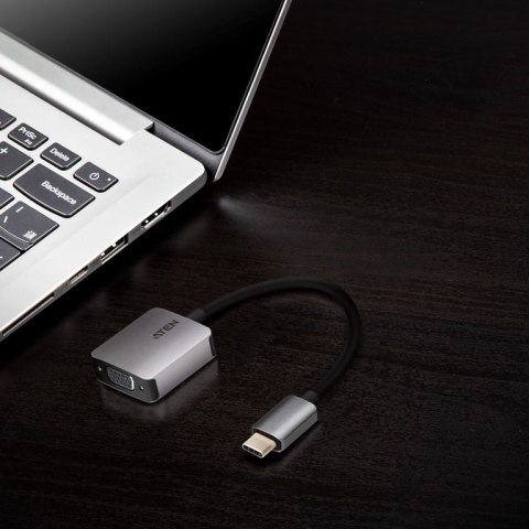 ATEN UC3002A-AT adapter kablowy USB Type-C VGA (D-Sub) Czarny, Srebrny