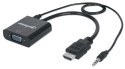 Manhattan 151450 adapter kablowy 0,3 m HDMI + 3.5mm VGA (D-Sub) Czarny