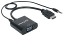 Manhattan 151450 adapter kablowy 0,3 m HDMI + 3.5mm VGA (D-Sub) Czarny