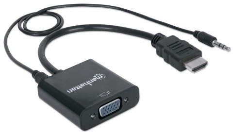 Manhattan 151450 adapter kablowy 0,3 m HDMI + 3.5mm VGA (D-Sub) Czarny