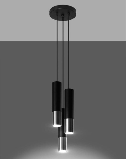 Lampa wisząca LOOPEZ 3P czarny/chrom