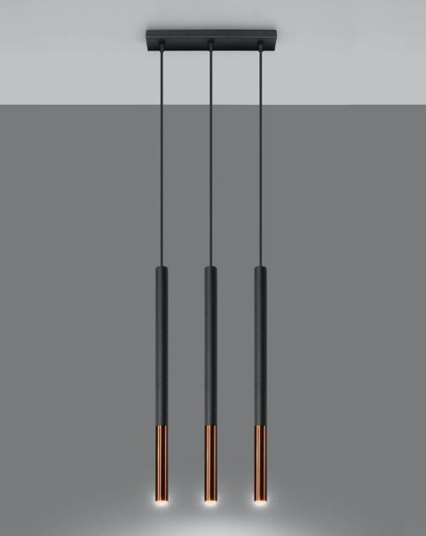 Lampa wisząca MOZAICA 3L czarny/miedź