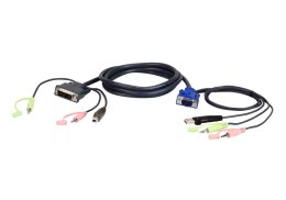 ATEN 2L-7DX2U adapter kablowy 1,8 m VGA (D-Sub) + 3.5mm + USB Type-A DVI-I + 3.5mm + USB Type-B Czarny, Zielony, Różowy