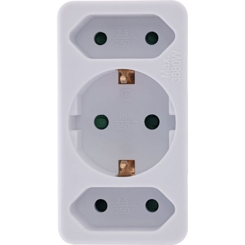 InLine 16471B adapter wtyczek zasilających Typu F 2x Typ C + Typ F Biały