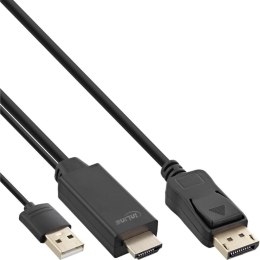InLine 17166P adapter kablowy 0,5 m DisplayPort HDMI + USB Czarny